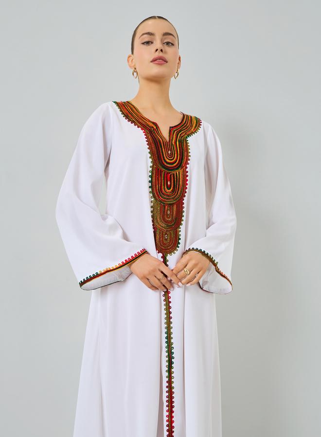 Maxim Creation White Embroidered A-Line Jalabiya - Image 1